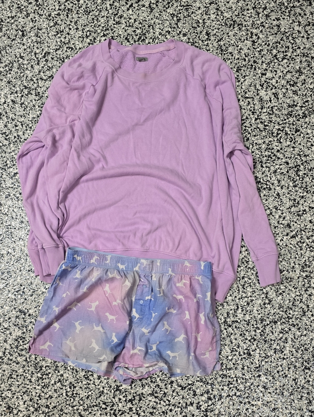 Lavender Top and Pastel Dog-Print Shorts Set